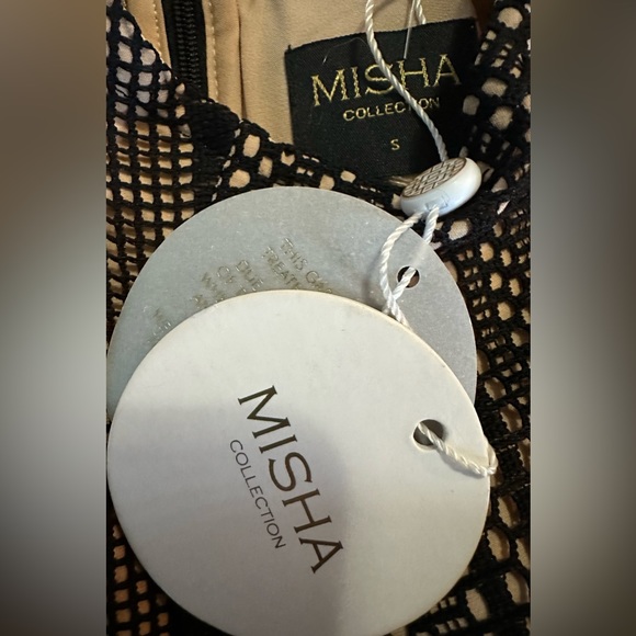 NWT Misha Collection Chiara Mesh Lace Midi Dress in Ebony - Picture 9 of 11